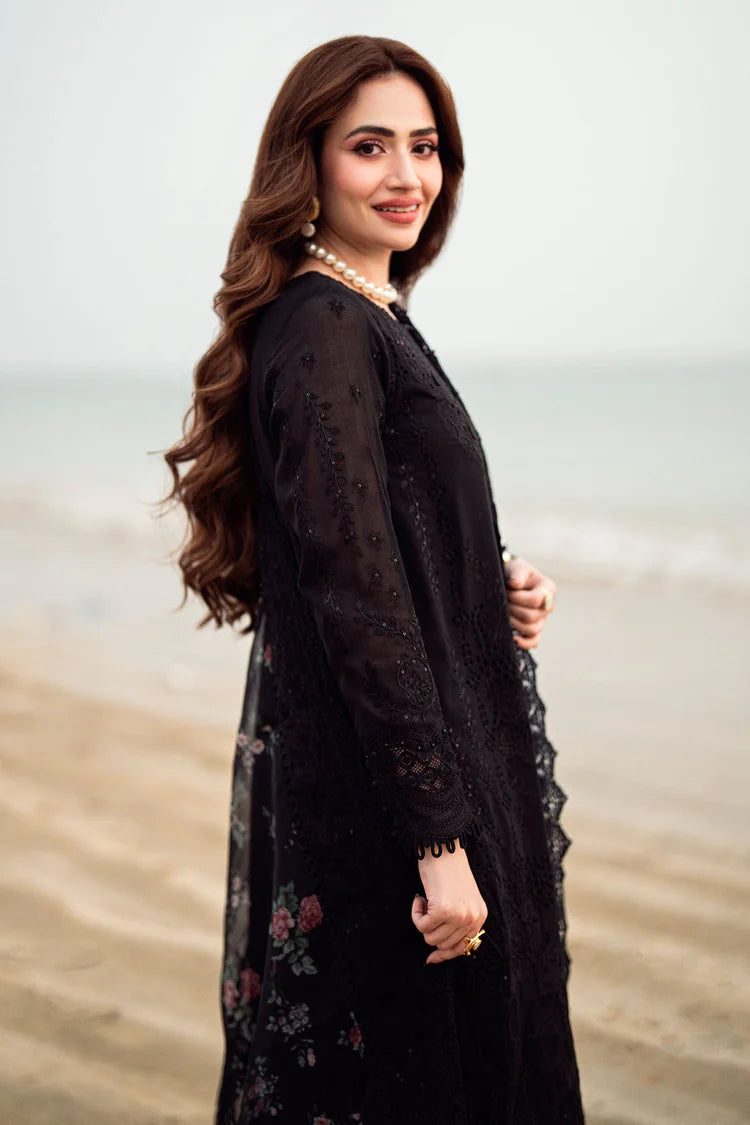 NUREH-3PC DHANAK LASER WORK EMBROIDERED SHIRT WITH MONARK PRINTED EMB DUPATTA & TROUSER