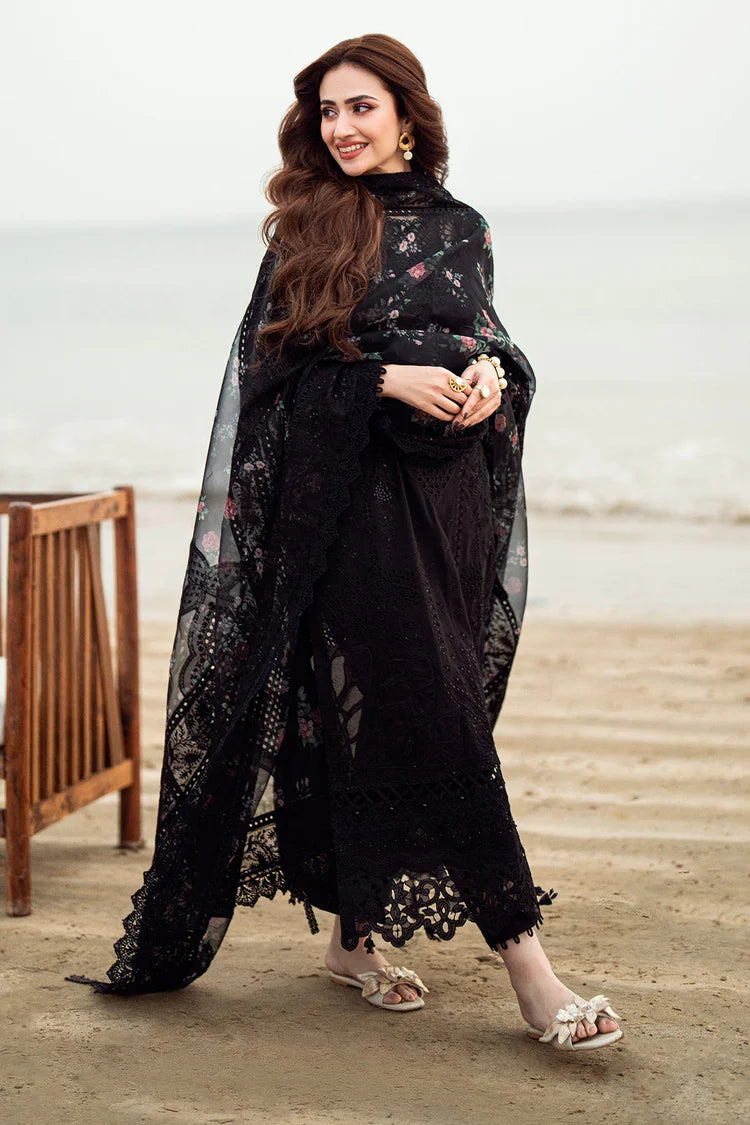 NUREH-3PC DHANAK LASER WORK EMBROIDERED SHIRT WITH MONARK PRINTED EMB DUPATTA & TROUSER