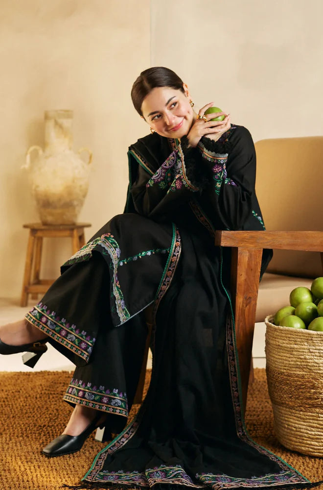 Zara Shah Jahan - 3PC Unstitched Dhanak Embroidered Shirt with Embroidered Back and Embroidered Dhanak Shawl