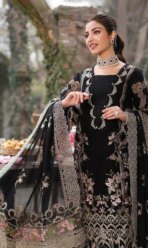 KAHF 3PC UNSTITCHED DHANAK COLLECTION WITH HEAVY EMBROIDERED SHAWL