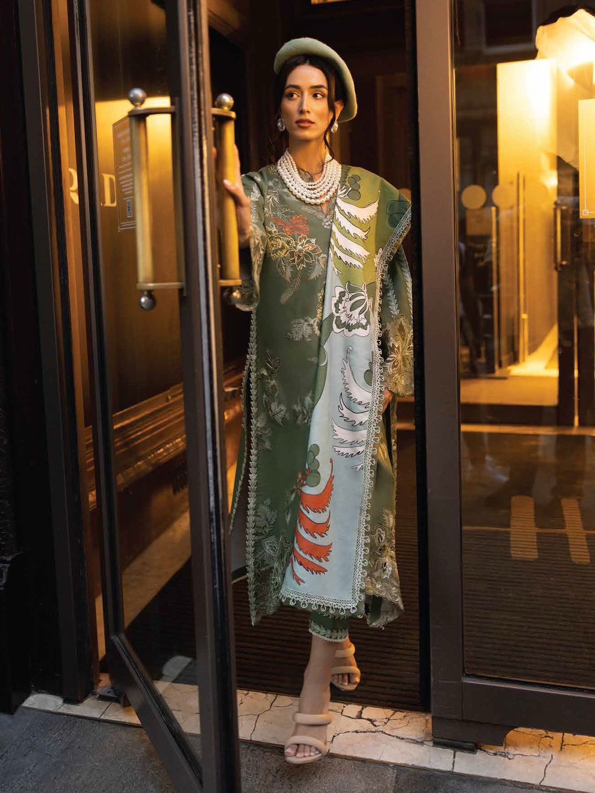 MUSHQ UNSTITCHED EMBROIDED DHANK 3 PC WITH PRINTED WOOL SHAWL