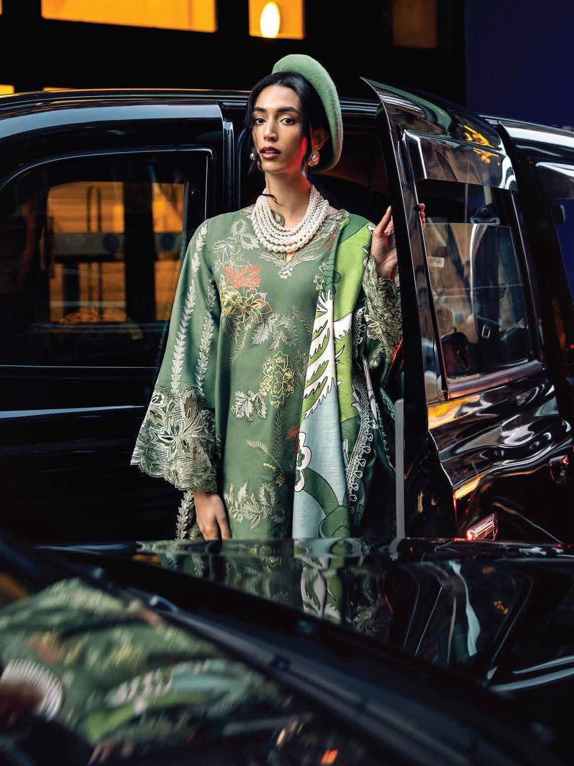 MUSHQ UNSTITCHED EMBROIDED DHANK 3 PC WITH PRINTED WOOL SHAWL