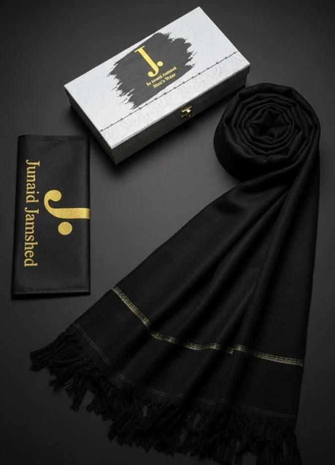 Men Exclusive Woolen Shawl Jet Balck D-006