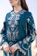 QALAMQAR-3PC DHANAK HEAVY EMBROIDERED SHIRT WITH CHIFFON HEAVY EMBROIDERED DUPATTA AND TROUSER-BIC-4021