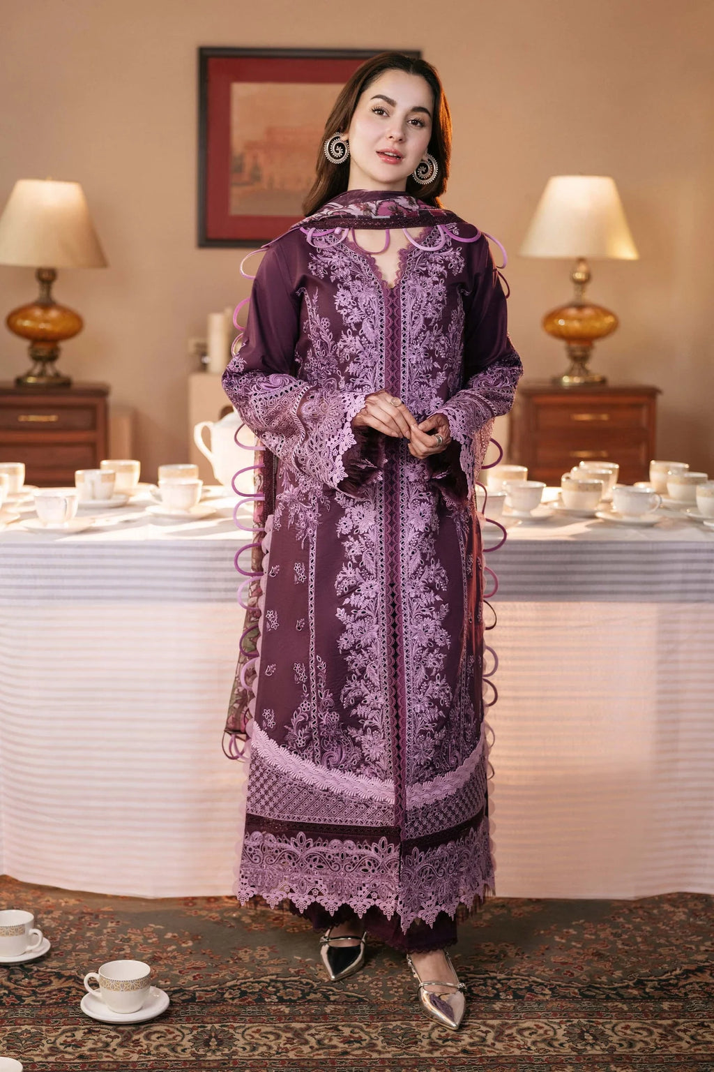 JADE-3PC DHANAK SEQUENCE EMBROIDERED SHIRT WITH COUTRAI PRINTED SHAWL & DHANAK TOUSER-BIC-4152