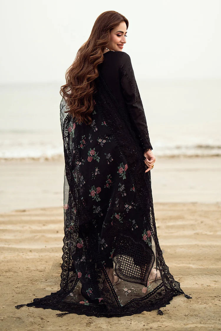 NUREH-3PC DHANAK LASER WORK EMBROIDERED SHIRT WITH MONARK PRINTED EMB DUPATTA & TROUSER
