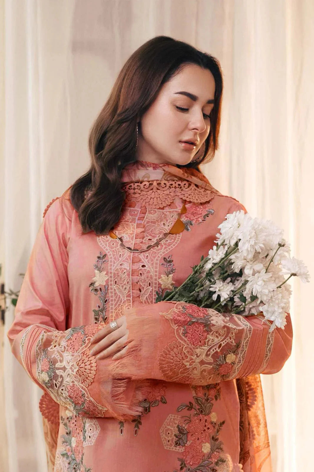JADE Unstitched Dhanak Embroidered 3PC With Printed Shawl