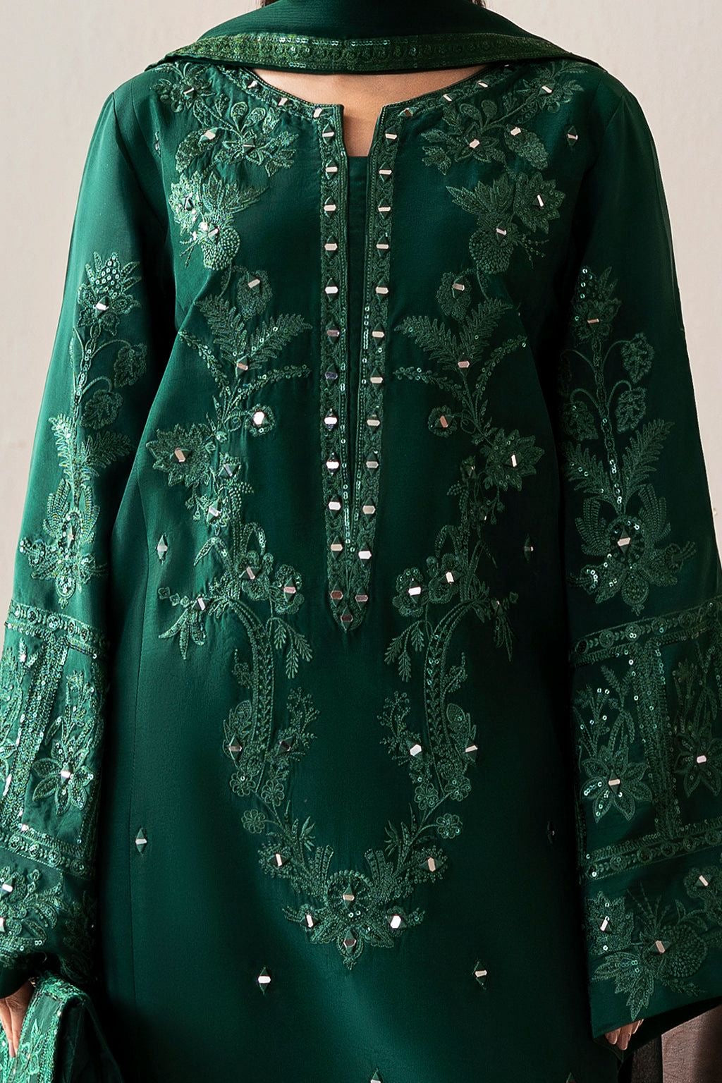 VANYA UNSTITCHED DHANAK EMBROIDERED 3PC WITH SHEESHA WORK EMBROIDERED SHAWL