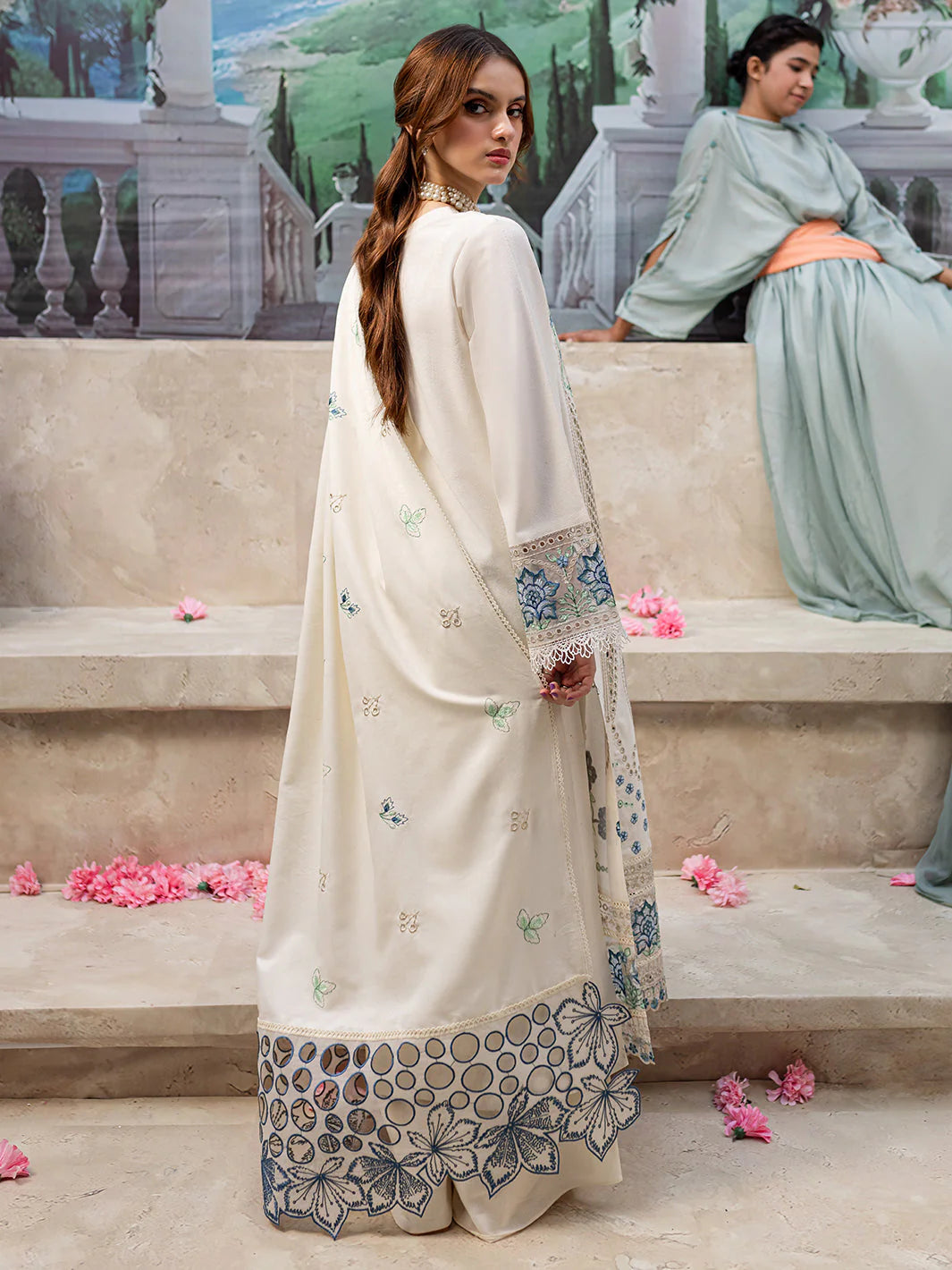 MAHNUR- WINTER UNSTITCHED DHANAK EMBROIDERED 3PC WITH LASER WORK EMBROIDERED SHAWL