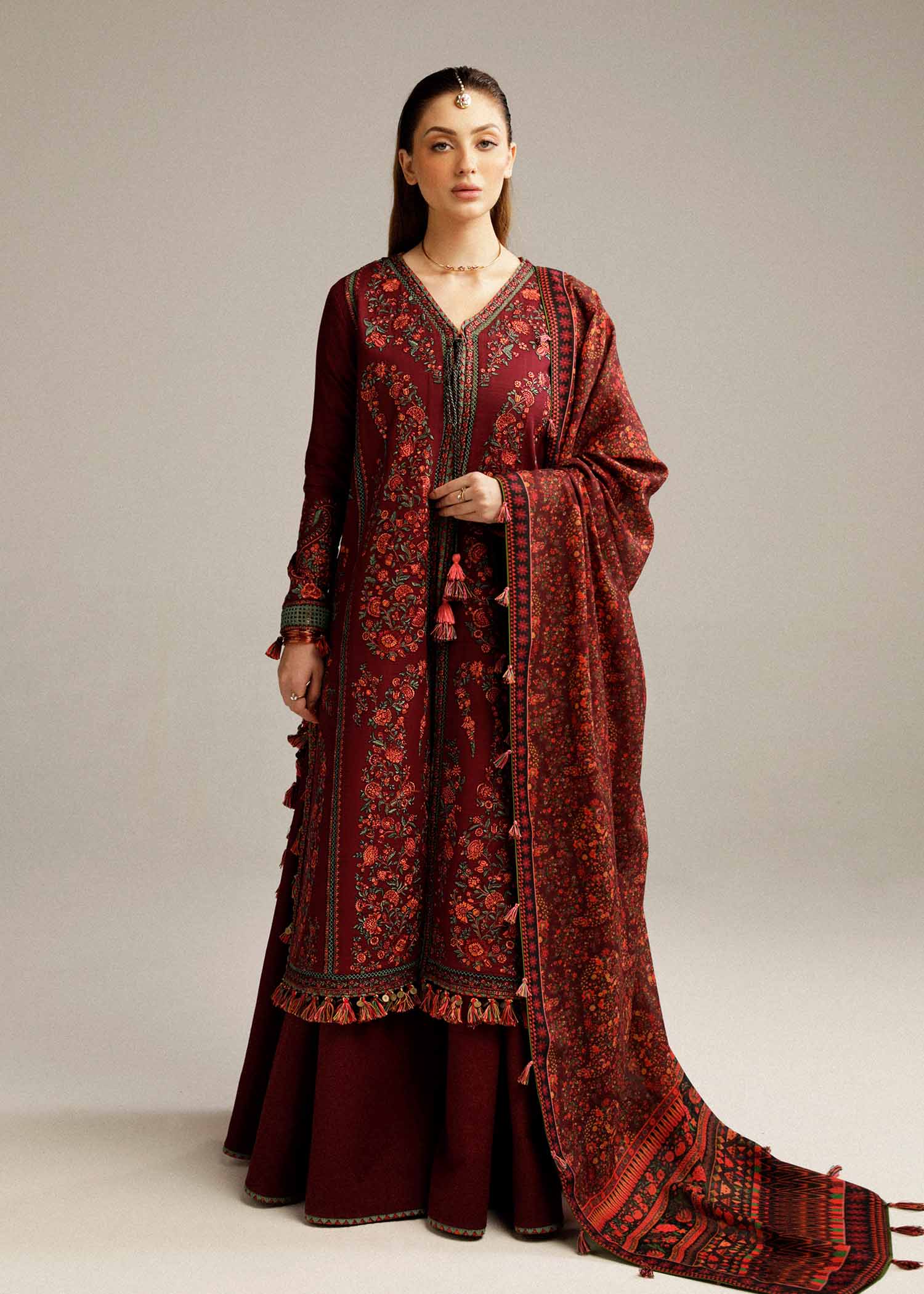 HUSSAIN REHAR WINTER UNSTITCHED DHANAK EMBROIDERED 3PC