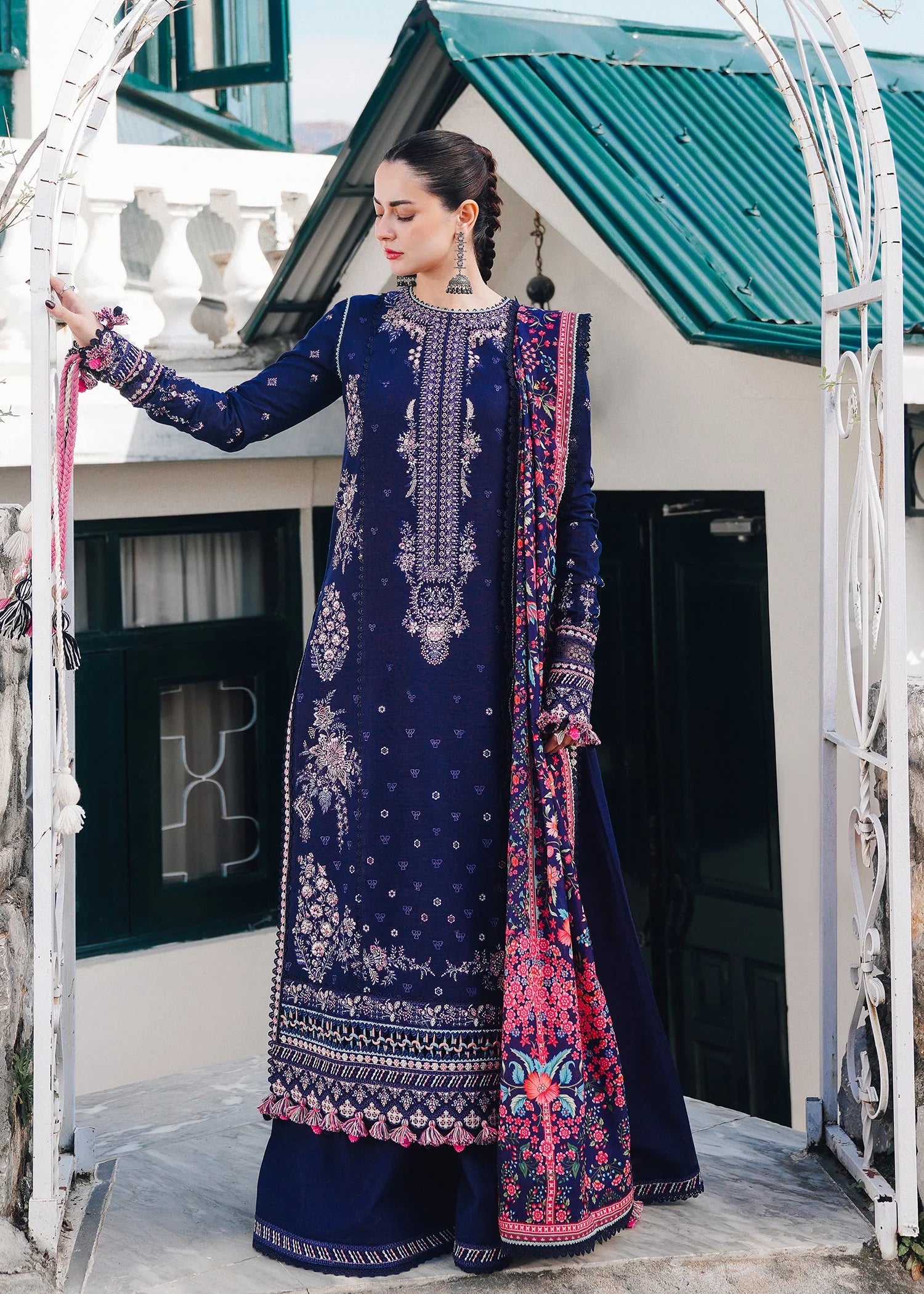 Hussain Rehar Unstitched Dhanak 3PC With Printed Shawl
