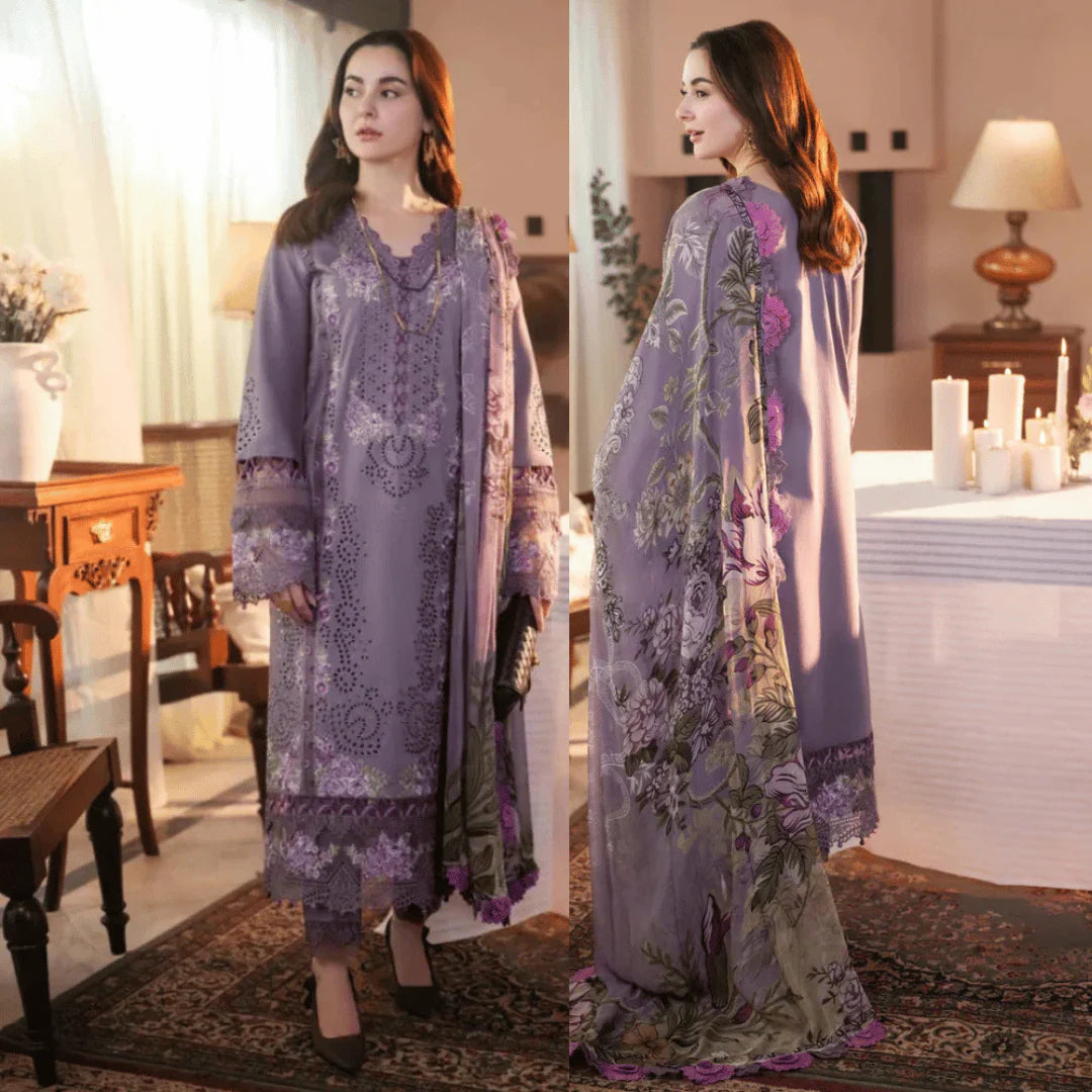 JADE Unstitched Dhanak Embroidered 3PC With Printed Shawl
