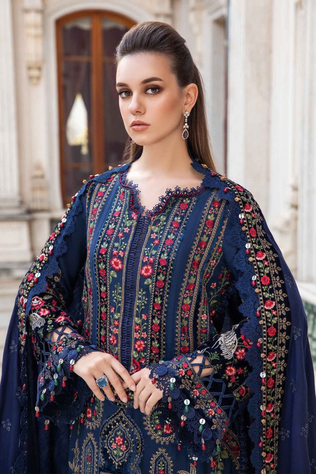 Maria b Hit code Available on Dhanak with Emb Dhanak emb shawl