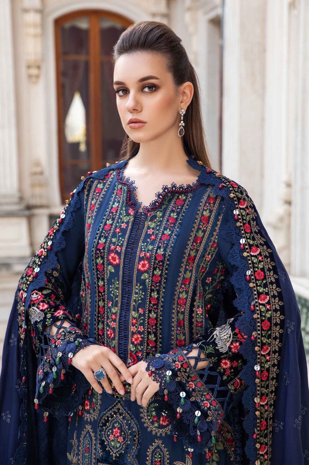 Maria b Hit code Available on Dhanak with Emb Dhanak emb shawl